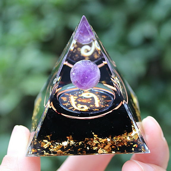 1pcs Mini Natural Crystal Pyramid Energy Generator Quartz Amethyst Reiki Healing Crystal Chakra Resin Pyramid Meditation Tool Home Decor,1.96inchStyle 19