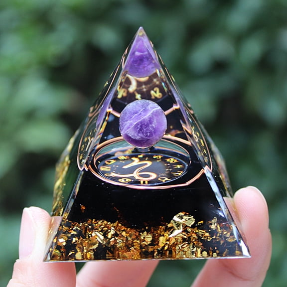 1pcs Mini Natural Crystal Pyramid Energy Generator Quartz Amethyst Reiki Healing Crystal Chakra Resin Pyramid Meditation Tool Home Decor,1.96inchStyle 21