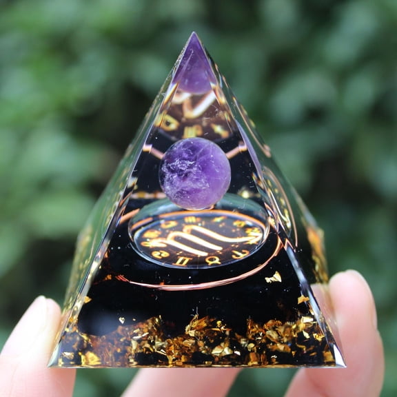 1pcs Mini Natural Crystal Pyramid Energy Generator Quartz Amethyst Reiki Healing Crystal Chakra Resin Pyramid Meditation Tool Home Decor,1.96inchStyle 14