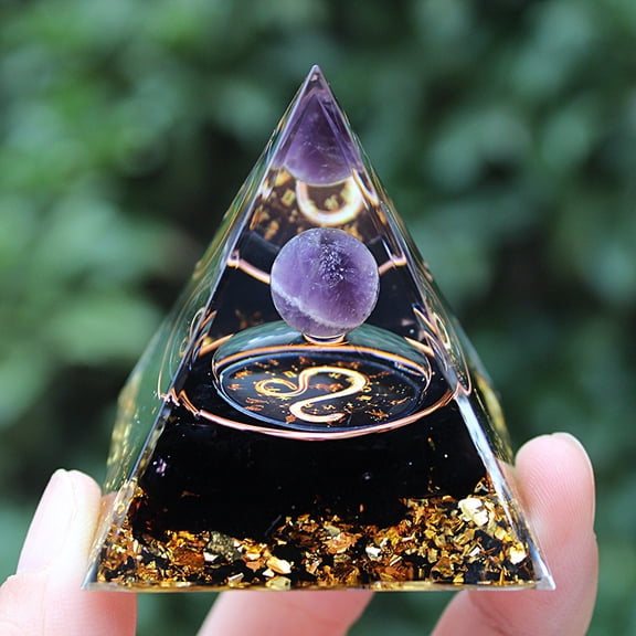 1pcs Mini Natural Crystal Pyramid Energy Generator Quartz Amethyst Reiki Healing Crystal Chakra Resin Pyramid Meditation Tool Home Decor,1.96inchStyle 20