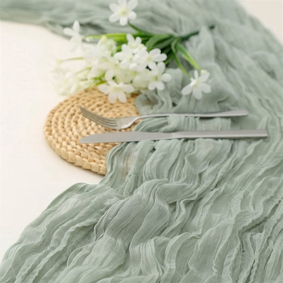 1pcs Mint Green Cheesecloth Table Runner Boho Rustic Gauze 35.4*70.8in Cheese Cloth Runner for Wedding Party Baby Shower Home Decor Holiday Decorations