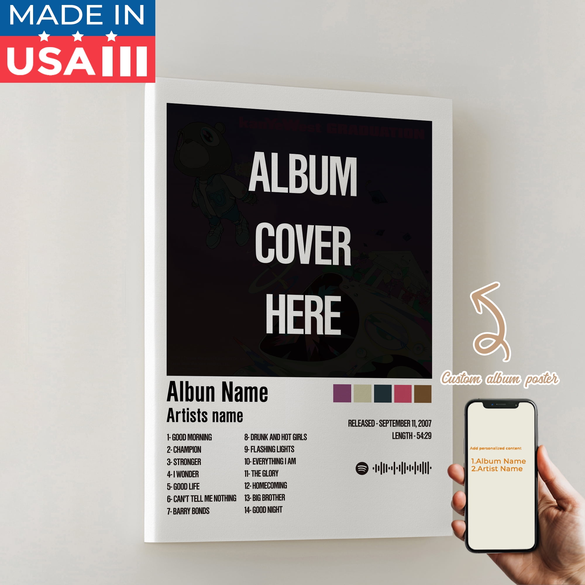 1pcs Modern Custom Album Music Cover Rapper Decorative Painting, Canvas ...