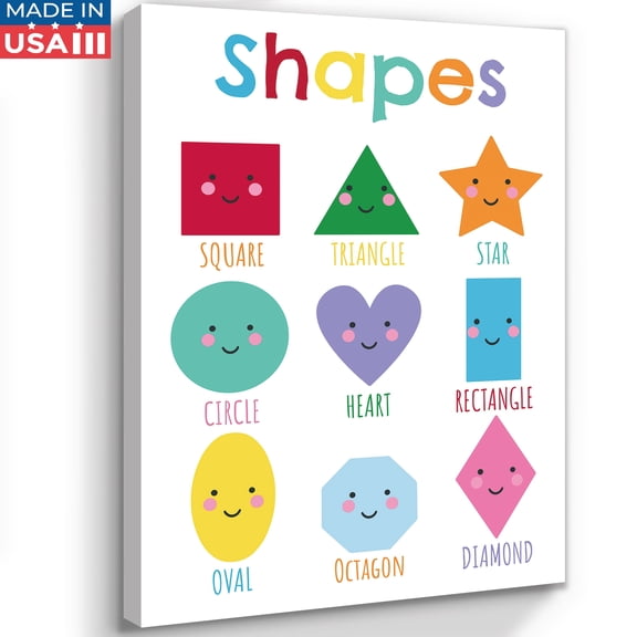 1pcs Modern Shapes - Kid's Colourful Play Decorative Painting, Canvas 12x16inch Inner Framed, Waterproof Wall Art Poster for Living Room, Bedroom, Kids Room Home Decor-Made in USA