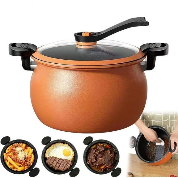 1pcs,Multifunctional Large Capacity Non-stick Pressure Cooker, Versatile Micro-Pressure Cooking Pot, Microwave Pressure Cooker for Slow Cook, Sear & Saute,(Orange)