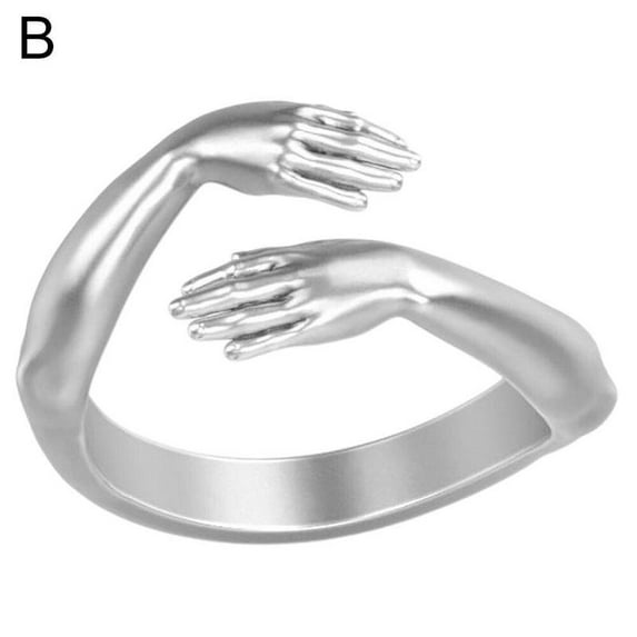 "1pcs New Romantic Hand With Love Hug Rings Creative Adjustable Love Forever Open Finger Ring Lover Jewelry Gift For Women Men "