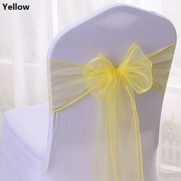 1pcs New Seat Cover Tie Chairs Decoration Wedding Reception Supplies Chair Back Decor Events Banquets Chair Bows Sashes YELLOW