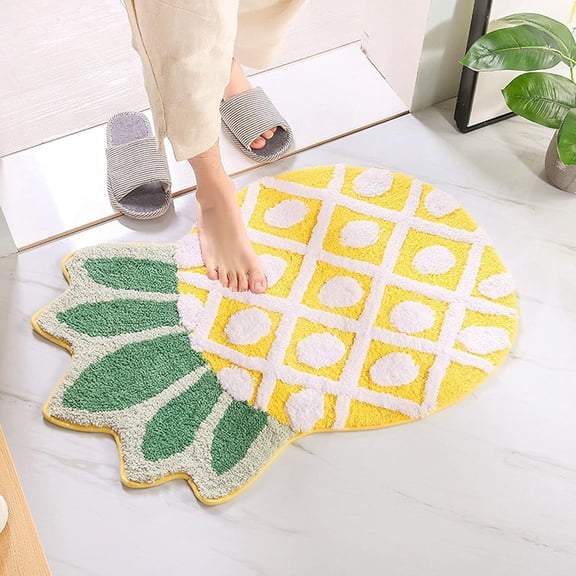 1pcs Non Slip Bath Mat,Bathroom Rugs Fit Under Door Quick Dry Bath Rug Shower Mat for Bathroom Floor Bathtub Shower Sink,19.6"x 31.4"Style-Pineapple