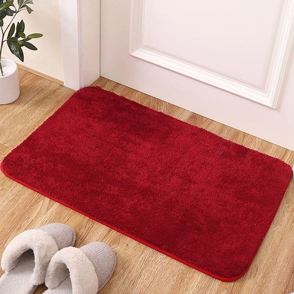 1pcs Non Slip Bath Mat, Short Plush Absorbs Water Bathroom Rugs Fit Under Door Quick Dry Bath Rug Shower Mat for Bathroom Floor Bathtub Shower Sink,19.6"x 31.4"Burgundy