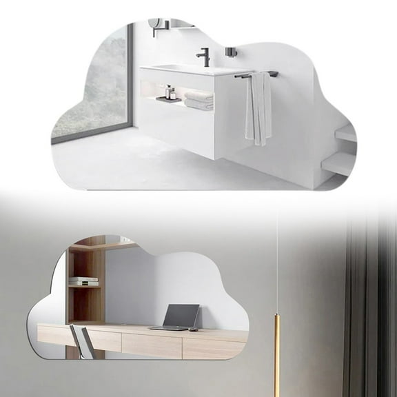 1pcs PET Silver Cloud Mirror Wall Stickers DIY Sticky Wall Mirror 31.4IN Bathroom For Home Decoration Stickers