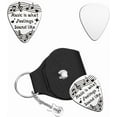 thumbnail image 1 of 1pcs Personalized Guitar Picks Gifts Pick Keychain Note Writing Stainless Steel Guitar Pick with PU Leather Case Plectrum Picks Set for Musician Lover Player Birthday, 1 of 9