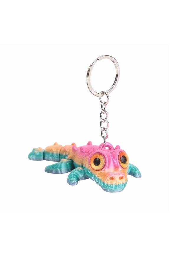 1pcs Pink yellow green gradual 10CM 3d printed small crocodile keychain, schoolbag, small pendant, gift, small accessory, creative plastic handicraft