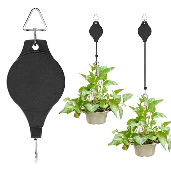 1pcs Plant Pulley Hanger Retractable - Hanging Planters Garden Basket Hook for Bird Feeders Flower Pot, Black