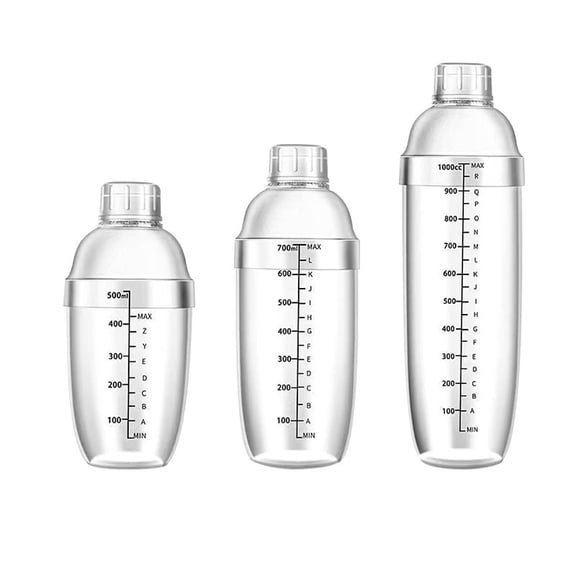 1pcs Plastic Cocktail Shaker with Measurement Scale - Transparent Drink Mixer for Wine, Cocktails, and Fruit Tea