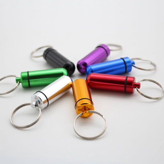 1pcs Portable WaterProof Mini Aluminum Keychain Pill Box Bottle Case Holder