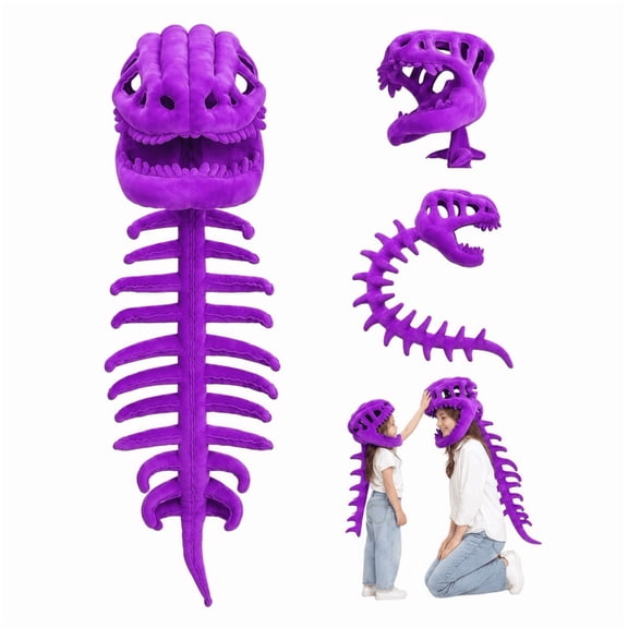 1pcs Purple Dinosaur Skeleton Costume, Cozy Plush, 3D Skeleton Design, Cosplay Props for Halloween & Christmas(32in)