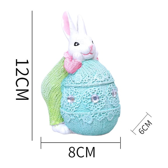 1pcs Rabbit Resin Style Sculpture Statue Collectible Home Office Bookshelf Desktop Decor，Blue Egg Green Rabbit Style 1