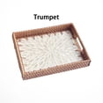 thumbnail image 1 of 1pcs Rattan Tea Tray Serving Tray Rectangular Woven Basket Tray Natural Wicker Decorative Serving Baskets for Organizing Tabletop Kitchen Counter,Rattan Tea Tray,Trumpet,White, 1 of 6