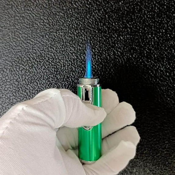 1pcs Rechargeable Butane Torch Lighter - Slim Design, Multipurpose for Candles, Grills or Camping, Wind-Resistant Flame, Portable Handheld Size, Ideal for Indoor/Outdoor Use, Green