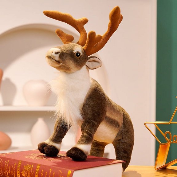 1pcs Reiny Plush Reindeer Decorative Throw Pillow, 13.7 Inch Stuffed Reindeer Plush Toy,Standing Posture