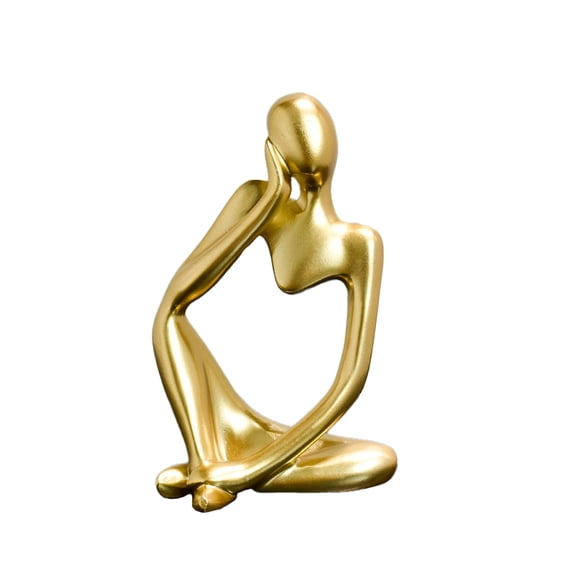1pcs Resin Statue Thinker Style Decoration Abstract Sculptures Collectible Figurines for Home Decor Modern Office Shelf Desktop (Right-Gold)