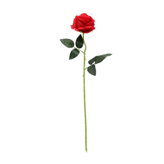 1pcs Roses Artificial Flowers Silk Fake Flowers Realistic Roses Bouquet Long Stem for Wedding Home Party Birthday Decoration, Single artificial rose with stem,Red,19.6"