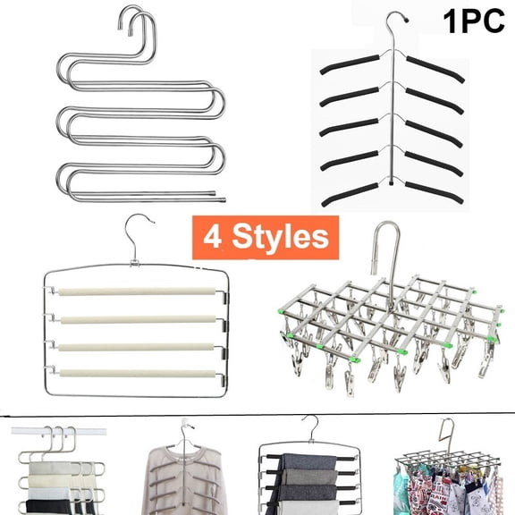 1pcs S Shape Multilayer Pants Hangers Clothes Rack Anti-Skid Space Saving Storage Rack Socks Bra Holder