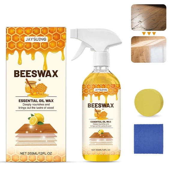 1pcs Scratch Erase Beeswax Floor Spray, 2026 New Beeswax Wood Polish Spray, Cleans, Restores Shine, Scratches for Floors, Cabinets and Tables, Natural Wood Seasoning Essential Oil