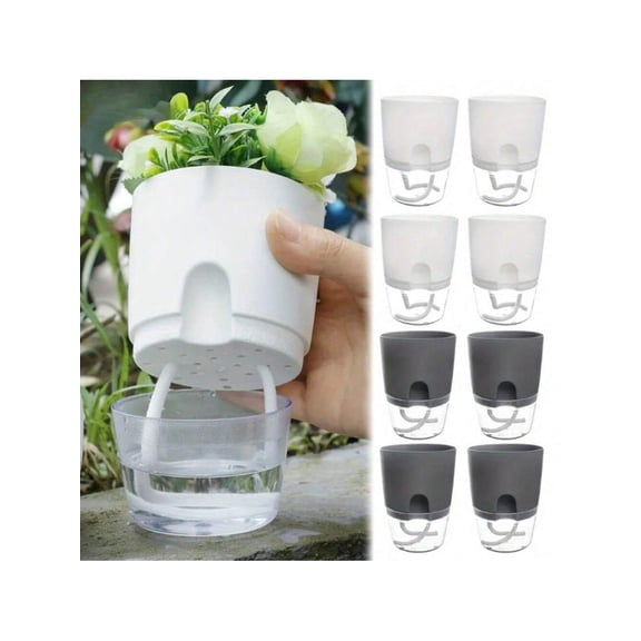 1pcs Self Watering Plant Pots With Auto Irrigation String Transparent Double Layer Plastic Flower Pots For Indoor Outdoor Lightweight And Easy Maintenance Self Watering