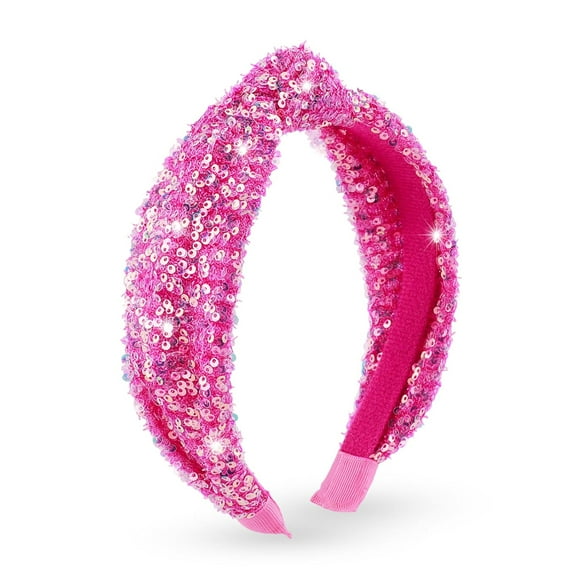 1pcs Sequin Headband for Women, Sparkly Knotted Wide Hair Bands, Glitter Fashion Iridescent Headbands Hair Accessories，apply to perfect hair accessory for carnival parties (Red)