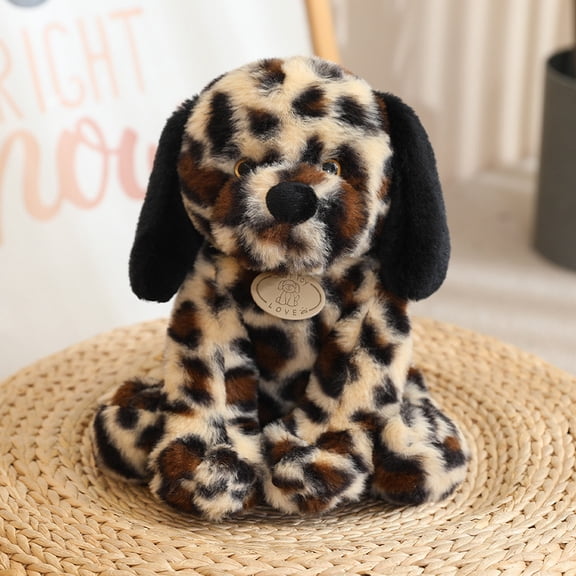 1pcs Simulated Sitting Posture Spotted Dog Plush Toys, Soft and Cute Dog Plush Toys, Pillows, Cushions, The Best Gift for Your Family and Friends (Light Brown 9.85 inches)