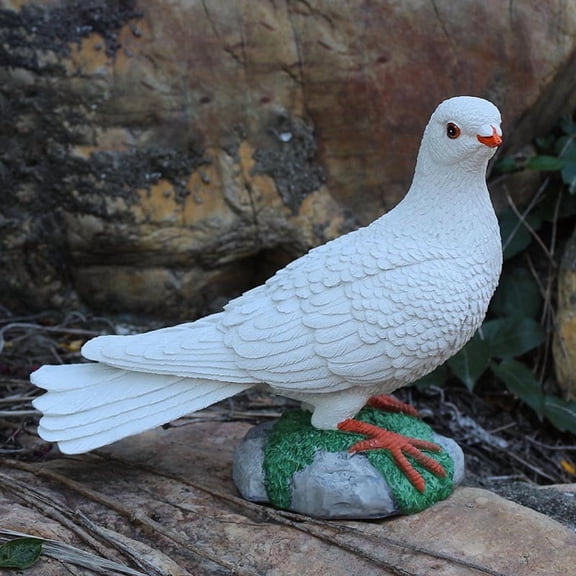1pcs Simulation Resin Pigeon Ornament, Fake Pigeon Artificial Animal Model Bird Statue for Lawn Garden Ornament Miniature Decoration,Style 3