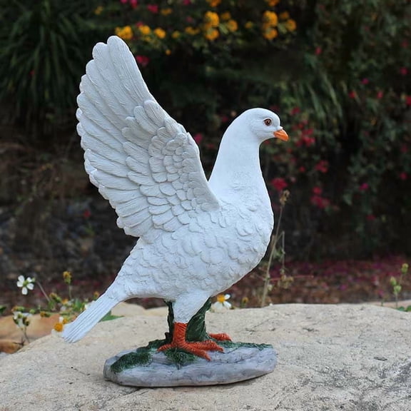 1pcs Simulation Resin Pigeon Ornament, Fake Pigeon Artificial Animal Model Bird Statue for Lawn Garden Ornament Miniature Decoration,Style 5