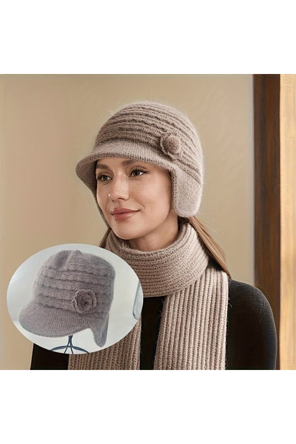 1pcs Single Hat Autumn Winter New Women's Ear Protection Design Warm Thick Elegant Fashionable Brimmed Hat Essential for Outdoor Activities Suitable for Hiking, Exercise, Running, and Sports