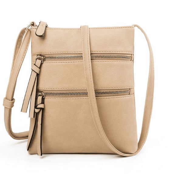 1pcs Small Lightweight Shoulder Bag for Women, Mini Multi Zipper Pocket Crossbody Handbag with Adjustable strap