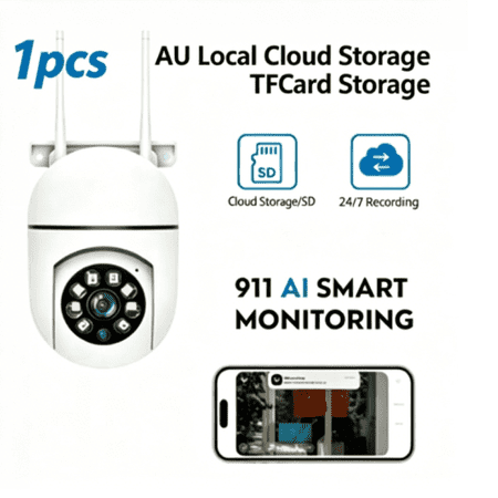 Hawkray Tech DW2-1PCS Full-Color Night Vision 2K PTZ Surveillance Camera, White, 1