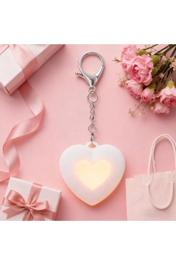 1pcs Smartphones Adorable Heart Shaped Bag Charm USB Rechargeable Keychain Night Light For Her Perfect Gift With Touch Sensing Light And Keychain Design