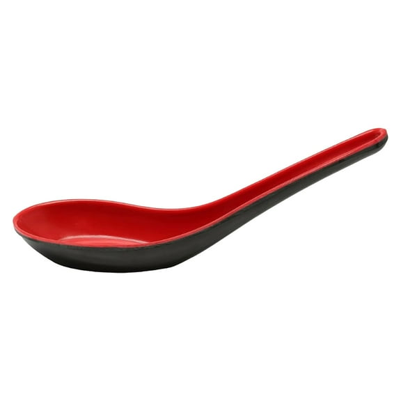 1pcs Soup Spoon Wonton Soup Spoons, Chinese Ramen Dumpling Pho Rice Noodle Soba Soup Spoons, Red and Black Spoons