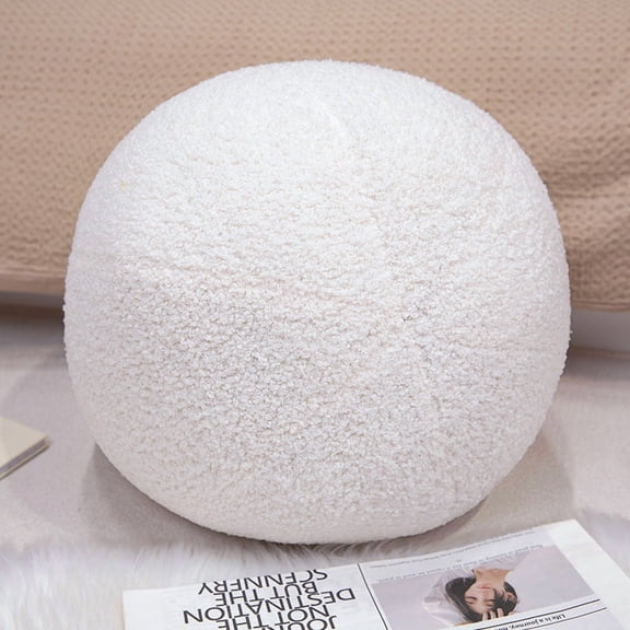 1pcs Spherical Shaped Throw Pillow for Birthday Creativity Cushion Plush Cute Throw Pillows for Home Living Room Bedroom Decoration，White-35cm/13.8in