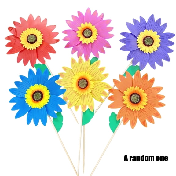1pcs Sunflower Lawn Pinwheels Wind Spinners Large Windmill Pinwheel for Garden,Yard, Party Outdoor Decor (Random Color_1pc)
