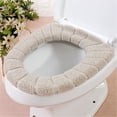 thumbnail image 1 of 1pcs Toilet Seat Cover Pads Stretchable Washable Cloth Soft Thicker Warmer Toilet Seat, 1 of 5