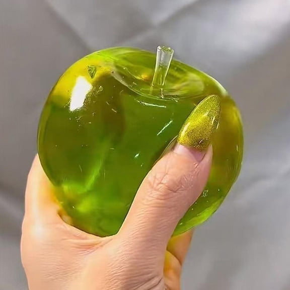 1pcs Translucent Green Ap-ple-shape Sensory Fidget, Slow Rising TPR Squis-hy Ball for Adults Office Desk, Decorative Calming Sphere