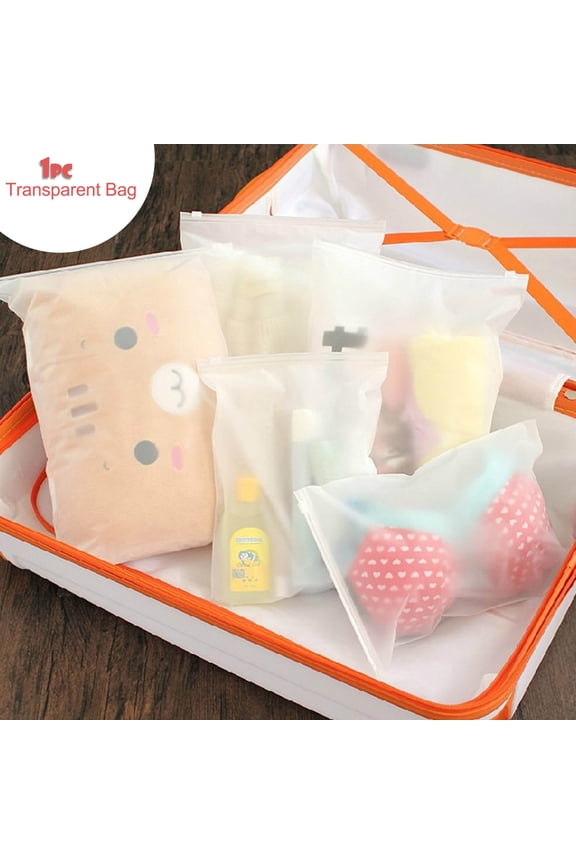 1pcs Translucent Zip Storage Bag Clothes Underwear Socks Organizer(One Size,white)