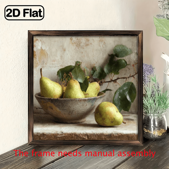1pcs Vintage Still Life Pear Painting Wall Art PrintRustic Farmhouse Fruit Tabletop or Wall Decor Suitable for Kitchen, Dining Room, Bedroom, Material Minimalist Pear Artwork for Housewarming G