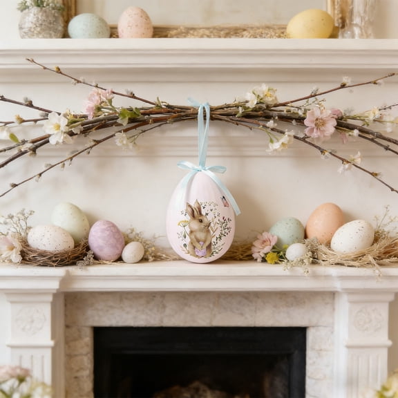 1pcs Vintage Style Paper Mache Foam Egg Hanging Ornaments Easter Decoration