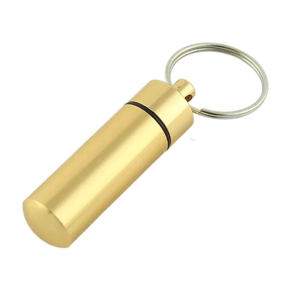 1pcs Waterproof Aluminum Pill Box Keychain Key Ring Medicine Case Container Bottle Holder