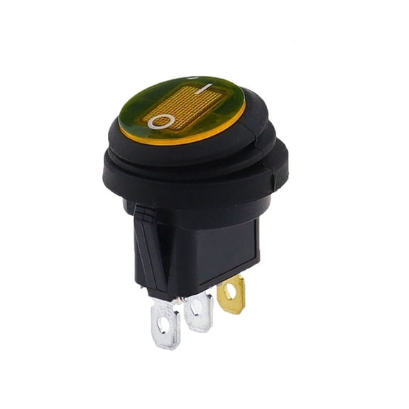 1pcs Waterproof Button with 12V 220V Light Rocker Switch Opening 20MM Boat-shaped Round 3Pin Silver Point Switches