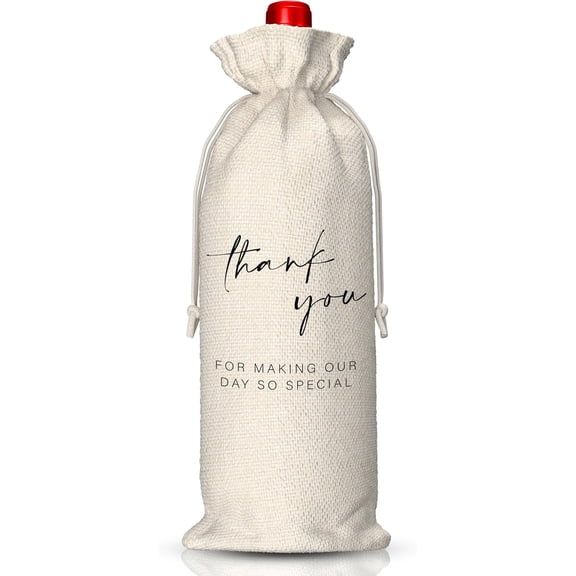1pcs Wedding Day Gift Wine Bag for Helper Coordinator, Engagement Gifts For Women Man Friend, Thank You Wedding Bridal Proposal Gifts, Engagement Party Decor Favors, Cotton Linen Wine Bag