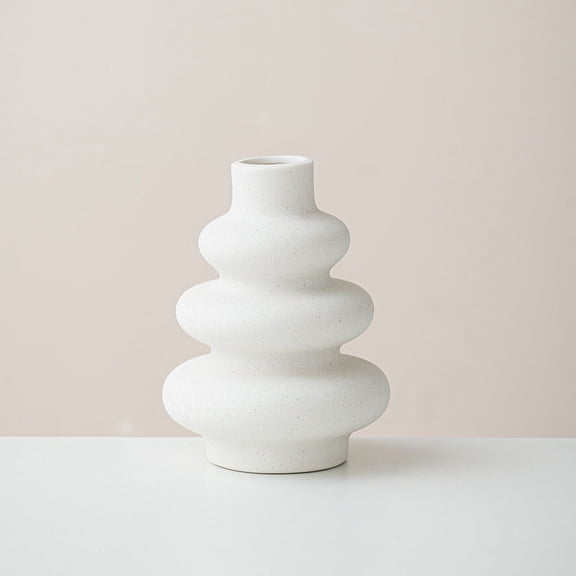 1pcs White Ceramic Vase, Modern Boho Vase for Decor,Centerpieces for Wedding Living Room Bedroom Coffee Table Dinner Table,Style 1