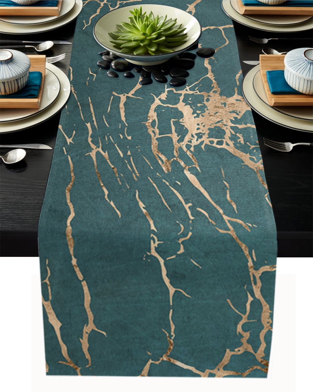 1pcs White Marble Texture Pink Triangle Modern Table Runners For