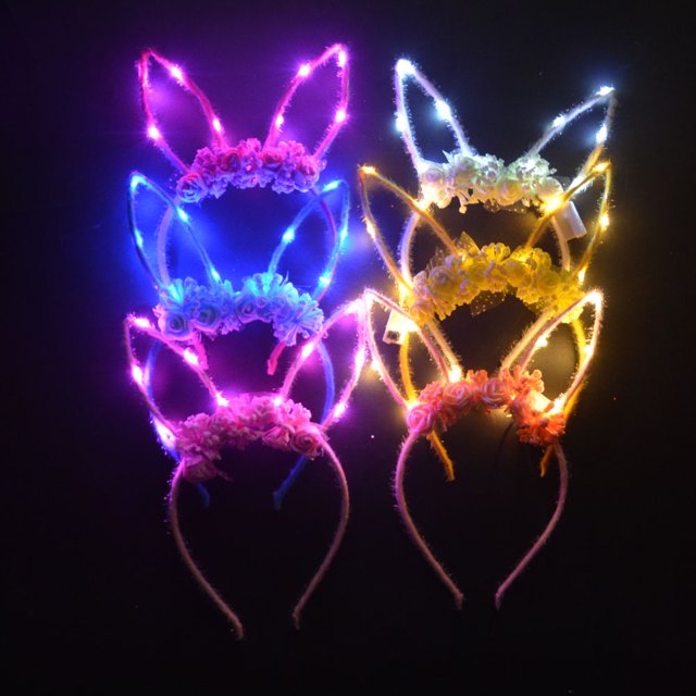 1pcs Women Kids Lights LED Party Glow Flower Headband Crown Wreath Cat